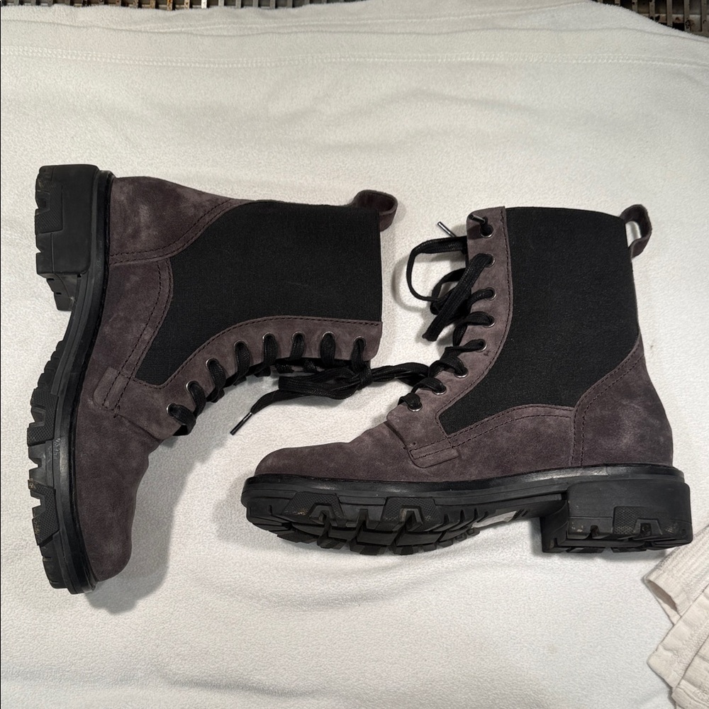 Rag & Bone grey suede and black combat boots size 9
